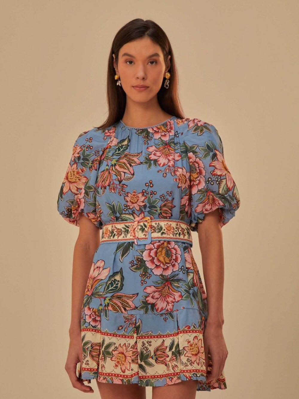 FARM Rio Blue Wonderful Bouquet Mini Dress